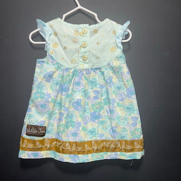 Matilda Jane Girls Dress 18-24m Birds Ruffles Polka Dot Floral  Blue Green - Picture 7 of 8